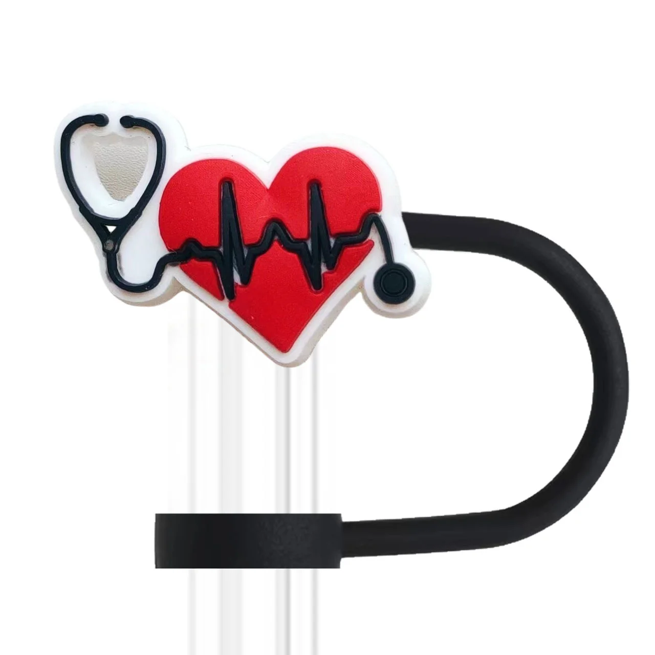 2/3/7Pcs Nurse Medical Straw Covers Cute Cartoon PVC Straw Toppers Dust Proof Reusable Straw Caps Compatible with Stanley Tumbler Cup Nurse Week Gift Doctor Medical Party Favors