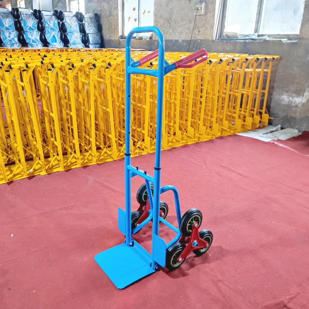 

Portable Heavy Duty Industrial Six-Wheel Folding Truck Cart 150kg Load Capacity Rubber Hand Trolley Stair Climbing Feature