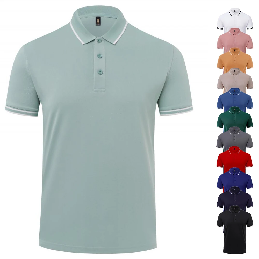 Camiseta Polo a Rayas Elegante para Hombre, Camiseta de Cuello Polo de Poliéster Transpirable de Verano de Alta Calidad, Playera Polo al por Mayor para Hombre