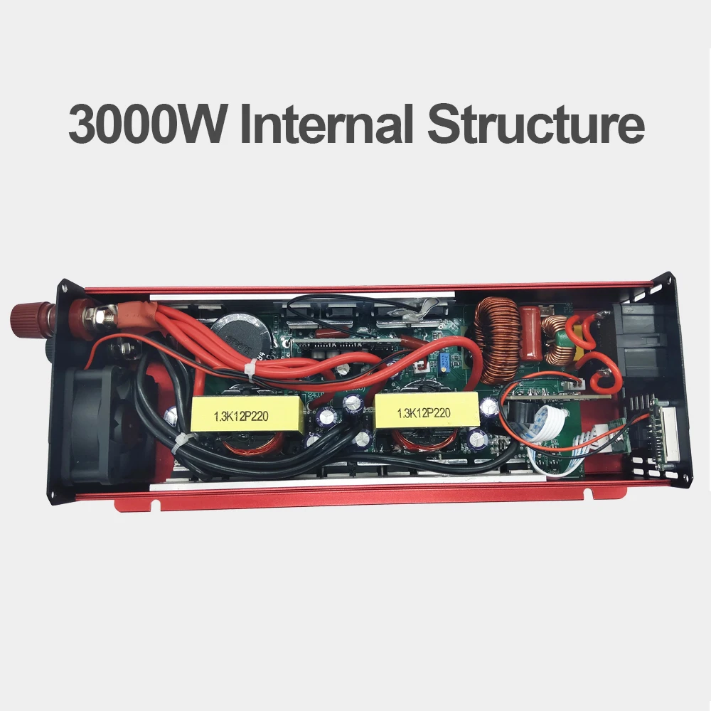 Imagem -04 - Inversor de Onda Senoidal Pura dc 12v 24v para ac 110v 220v 50hz 60hz 1000w 1600w 2200w 3000w Portátil Conversor Carro Inversor de Energia Solar