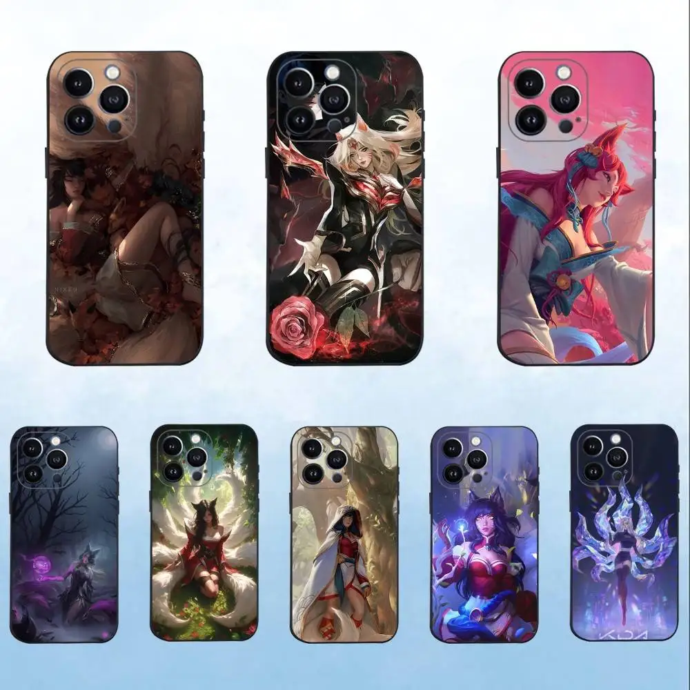

Ahri League Of Legends Phone Case For iPhone 16,15,14,13,12,11 Plus,Pro Max,XS,X,XR,SE,Mini,8,7,Soft Silicone Black Cover