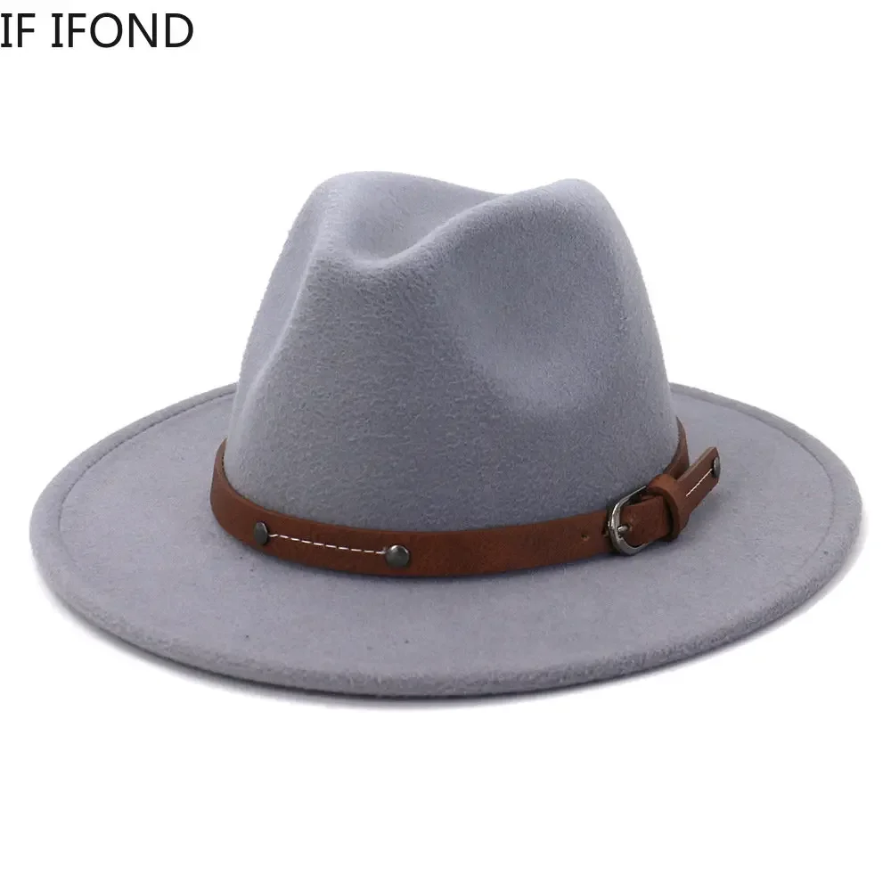 Fedoras Winter Hat For Women 59-61CM Men Panama Felted Jazz Hats New Trilby Church Cap sombreros de mujer