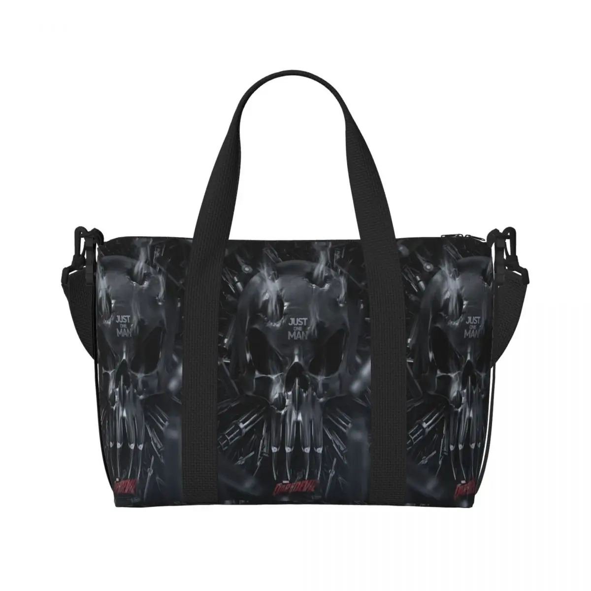 Custom Punisher Daredevil Tote Bag Women Big Capacity Superhero Gym Beach Travel Bags