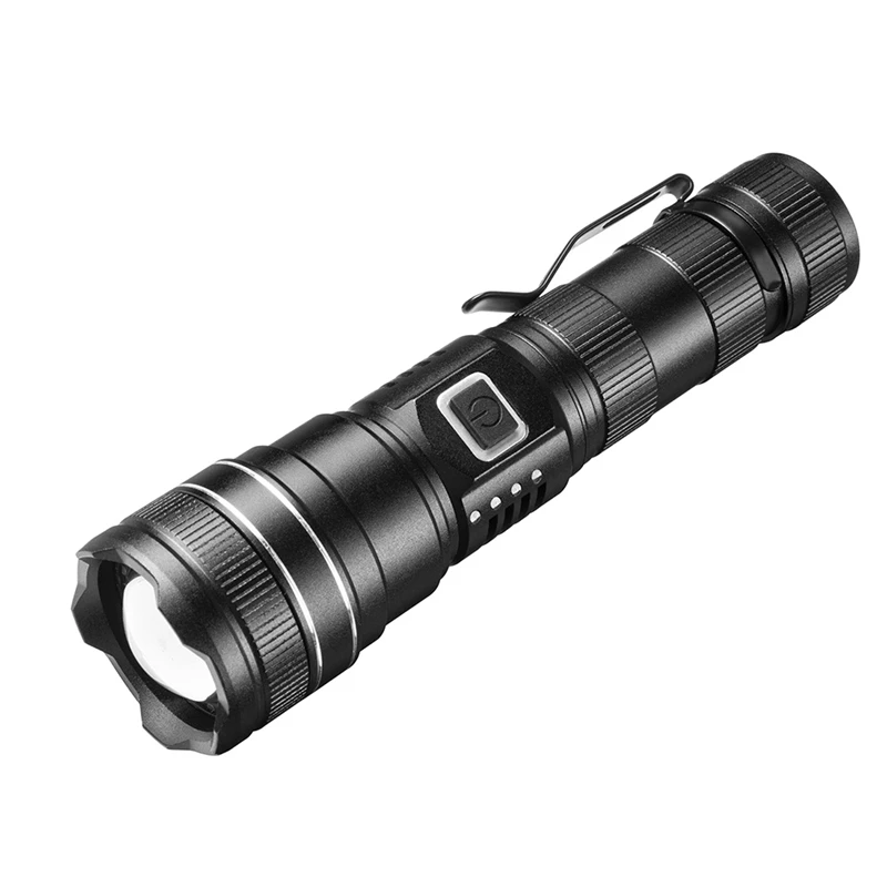 

Type-C перезаряжаемый P50/70/90 бликовый зуммируемый фонарик, внешний портативный фонарик с держателем ручки