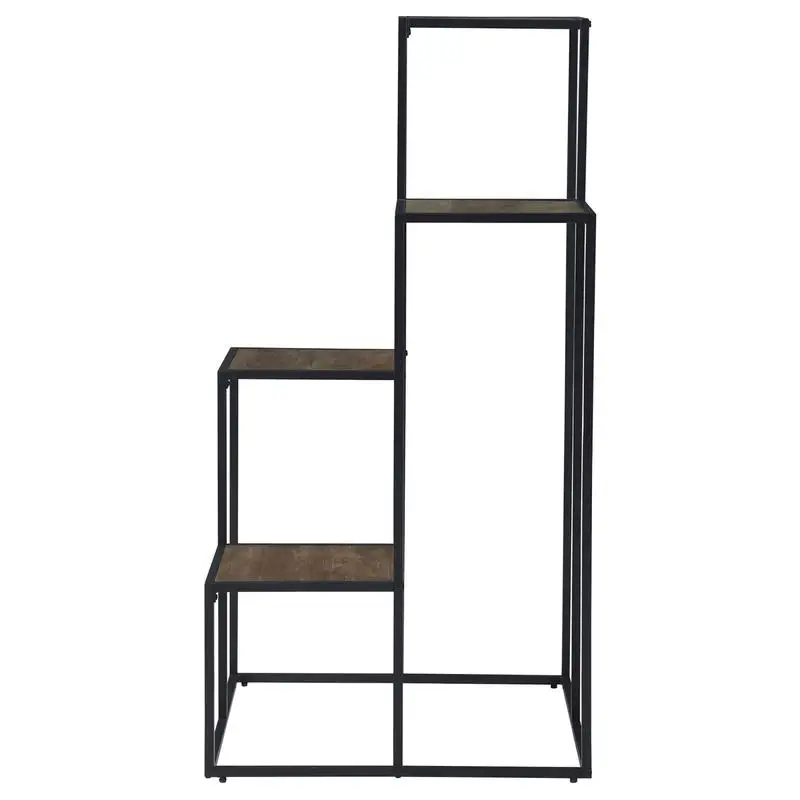 4-Tier Rustic Brown & Black Shelf Display Unit for Home Décor, Storage & Organization