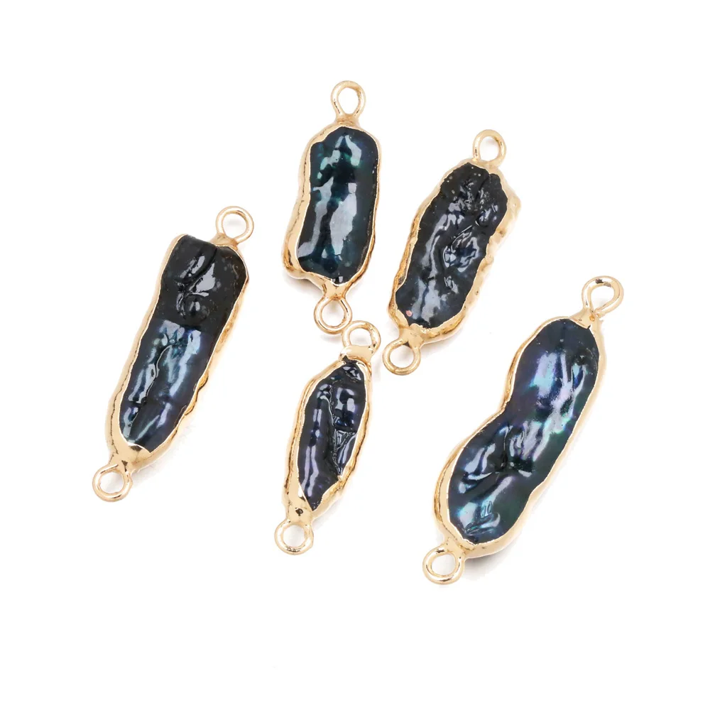 7x30mm Irregular Natural Freshwater Pearl Connector Pendants Double Hole for DIY Handmade Jewelry Making Accessories