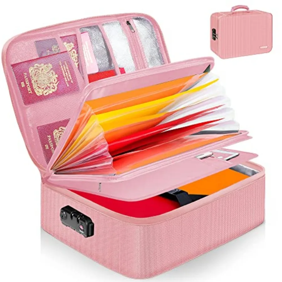 

Органайзер для документов с 5200 отделениями ℉ Термоизолированный водонепроницаемый и огнестойкий ящик для документов 16,1x11,4x4,3 дюйма, портативный, для дома и путешествий, безопасный.