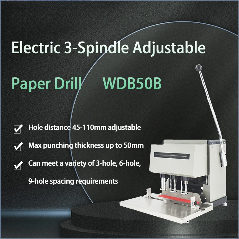 For WDB50B Desktop 3 Holes Drill Machine Electric Driven 500sheets Paper Holes Puncher Books Punching Machines