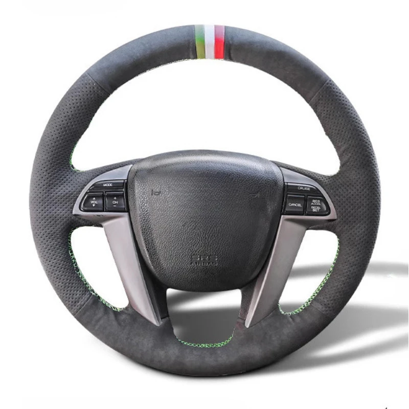 

DIY Hand Sewn Anti Slip Sweat Absorbing Suede Steering Wheel Cover Wrap For Honda 8th Accord 2008-2014 Car Interior Accessories