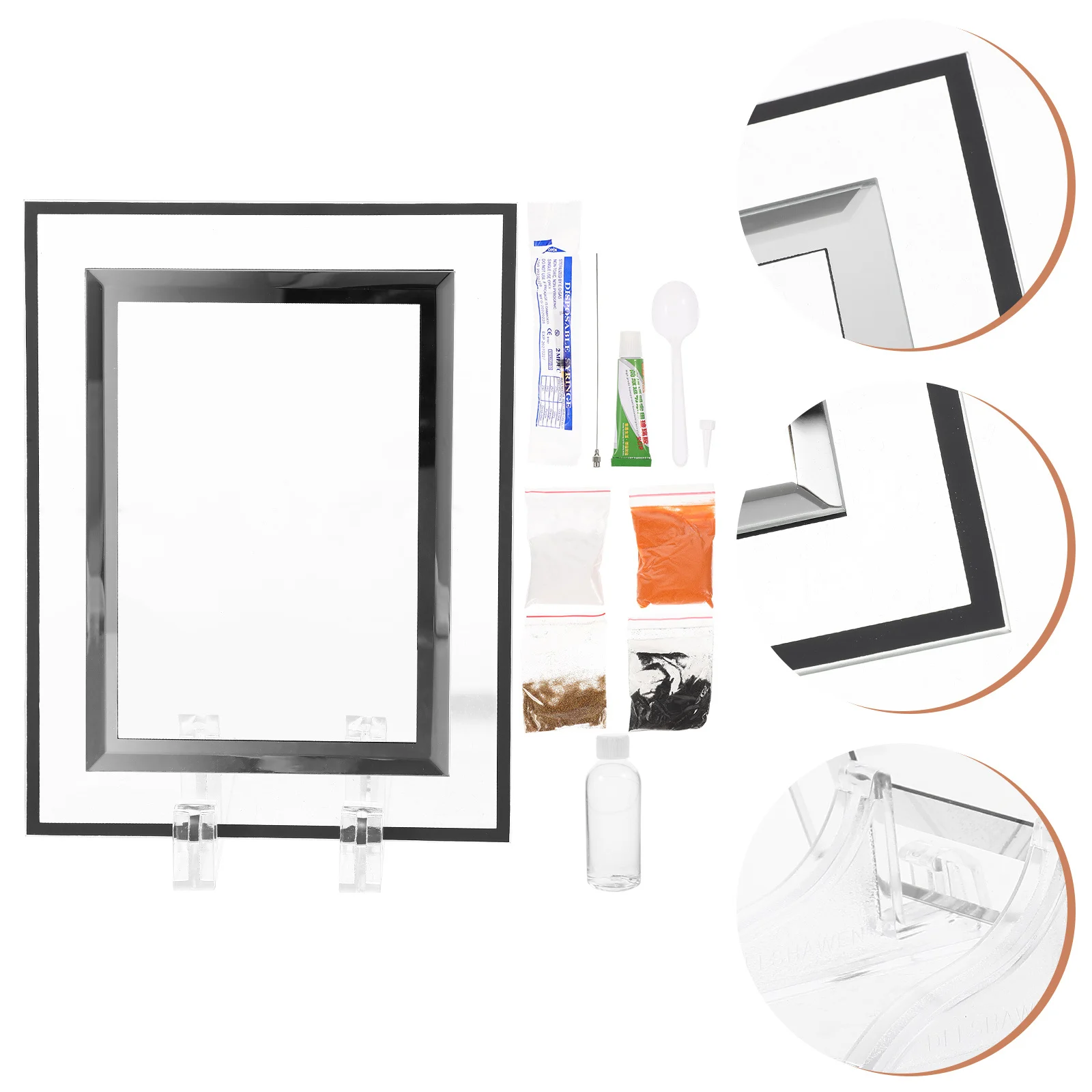 مجموعة واحدة من أدوات الرسم المتحركة التي يمكنك صنعها بنفسك، صورة فنية رملية للمناظر الطبيعية ثلاثية الأبعاد، زينة لسطح المكتب، حزمة مواد فنية رملية، مياه حمام السباحة #1