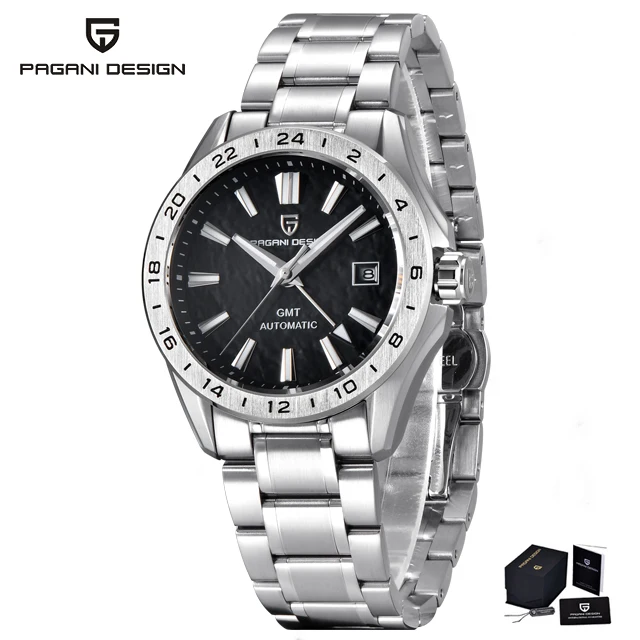 Pagani Design Men's Luxury GMT Automatic Watch Stainless Steel Case Sapphire Glass 100m Waterproof Mechanical Business Watch image 3
