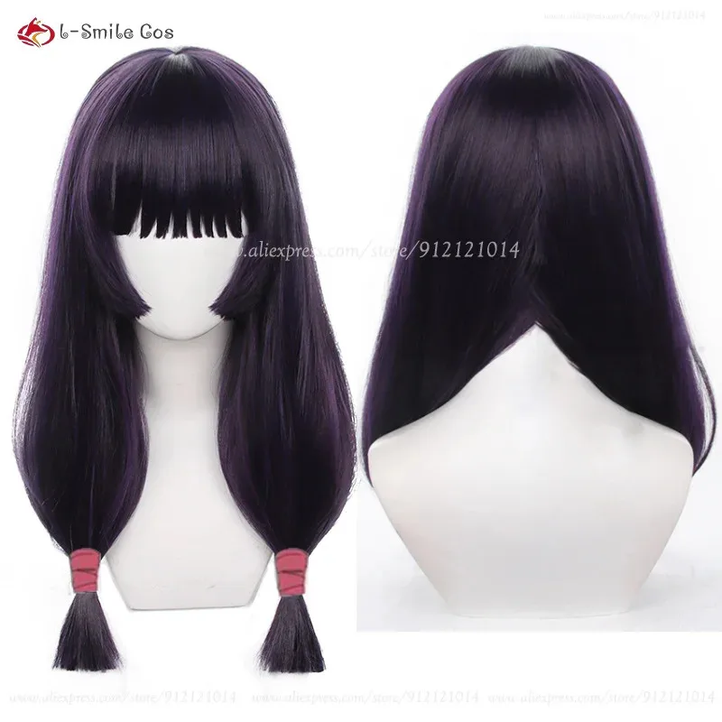 أنيمي Iori Utahime Iori شعر مستعار تأثيري 65 سنتيمتر طويل الأرجواني الداكن أنيمي كوس شعر مستعار مقاومة للحرارة الاصطناعية الشعر هالوين شعر مستعار للحفلات #1