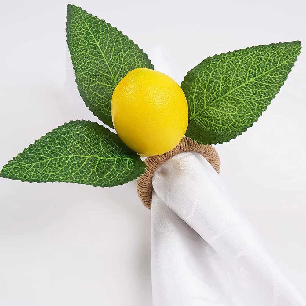 

6pcs Napkin Rings Bright Retro Shape Lemon-Shaped Serviette Buckle Serviette Buckle Household Decor Party Home Table