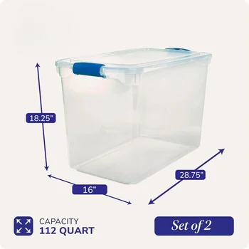 112 Quart Multipurpose Stackable Storage Container Tote Bins with Secure Latching Lids for Home and Office Organization, Clear 4