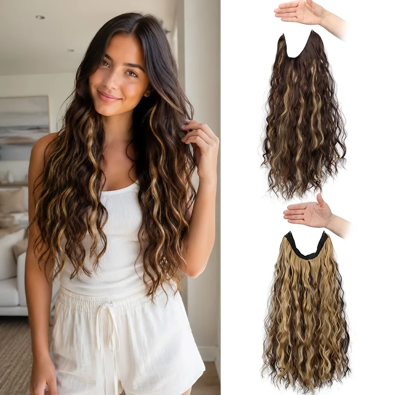 Extensions de cheveux synthétiques longues, style vague d'eau élégante, bouclées, pour femmes, légères et volumineuses