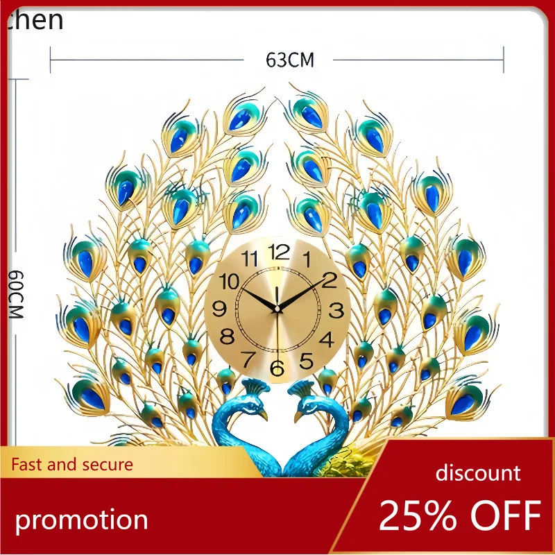 

Zml clock peacock wall clock living room home fashion minimalist art silent quartz creative electronic clock