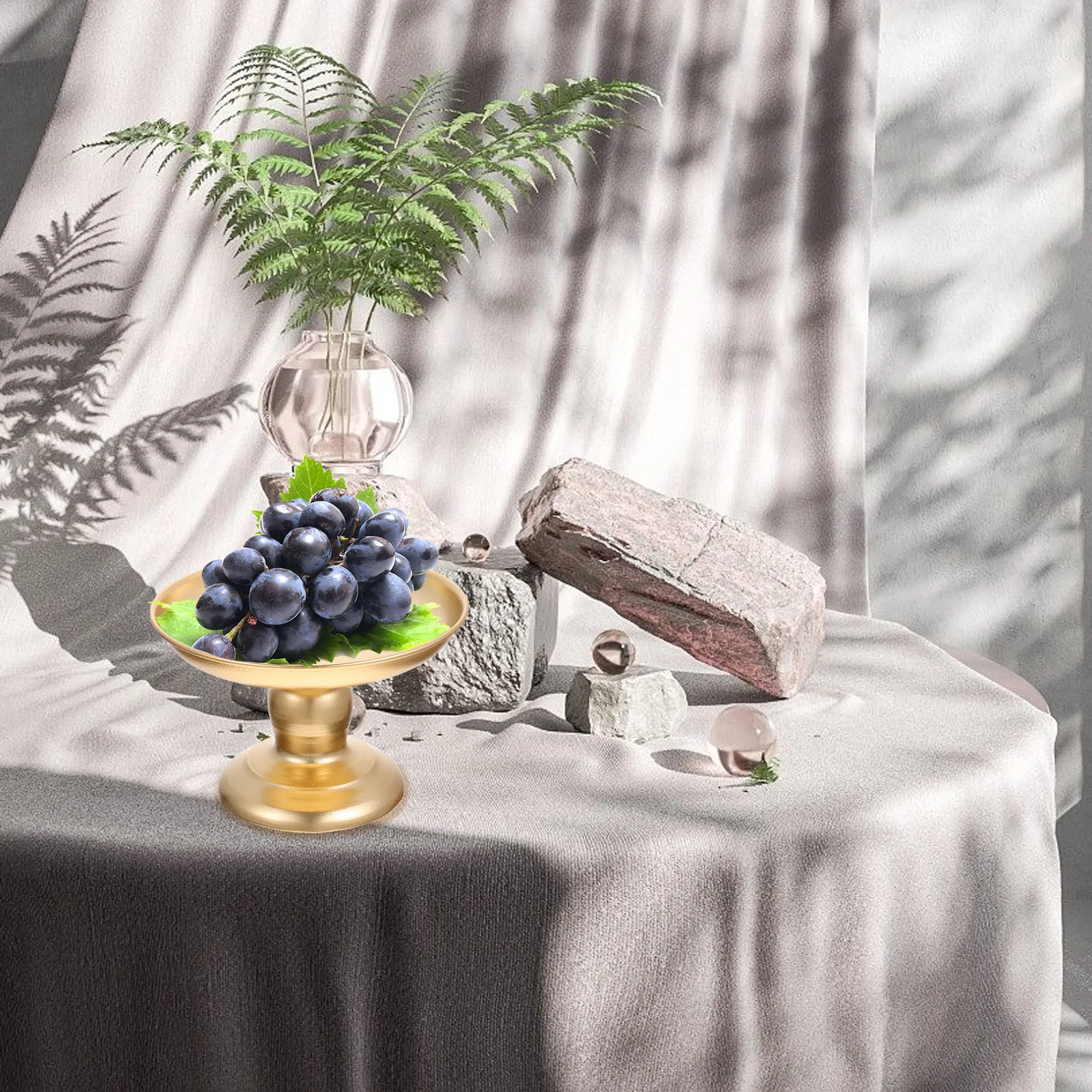 

Footed Fruit Plate Iron Candy Tray Metal Snack Dish Decorative Dessert Plate For Home Hotel Storage Display Use