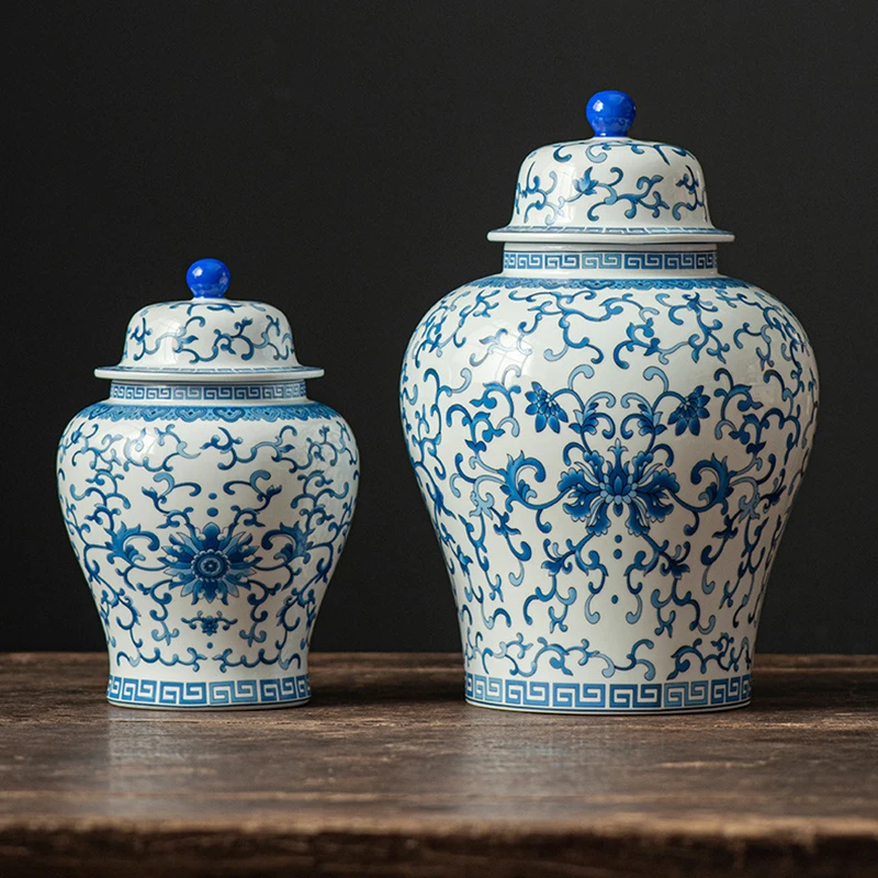 

Plant Vine Winding Ceramic Storage Jar Moistureproof Sealed Tea Can Crafts Interior Ornaments Decoration