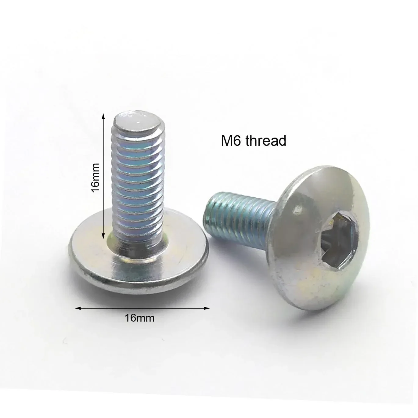 100Set Bolt Nut U Clips Fasterner  M6 Larg Flat Head Hex Screws 6mm M6X16 for Motorcycle Scooter ATV Moped Plastic Cover Plated