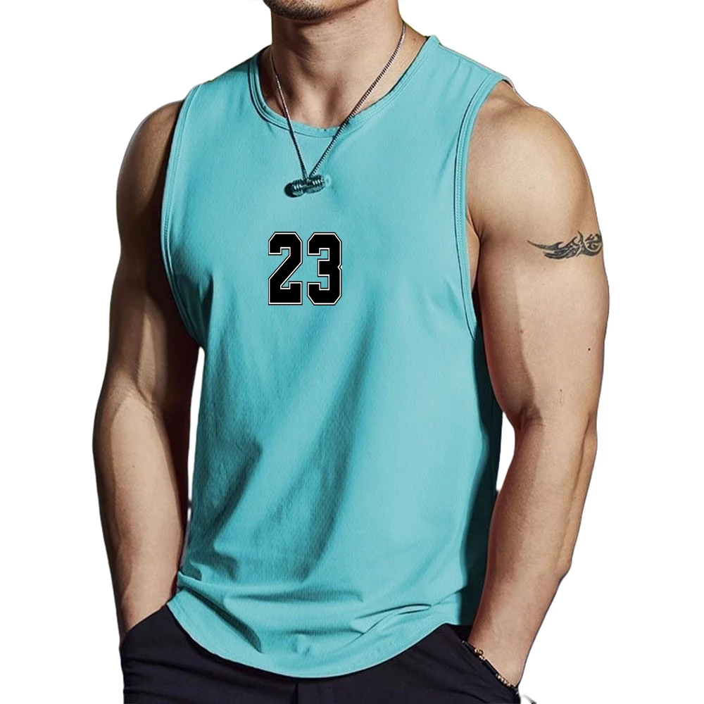2024 Summer New Men's Quick Drying Breathable Tank Top for Leisure Basketball Fitness Training Running Loose Sleeveless Top