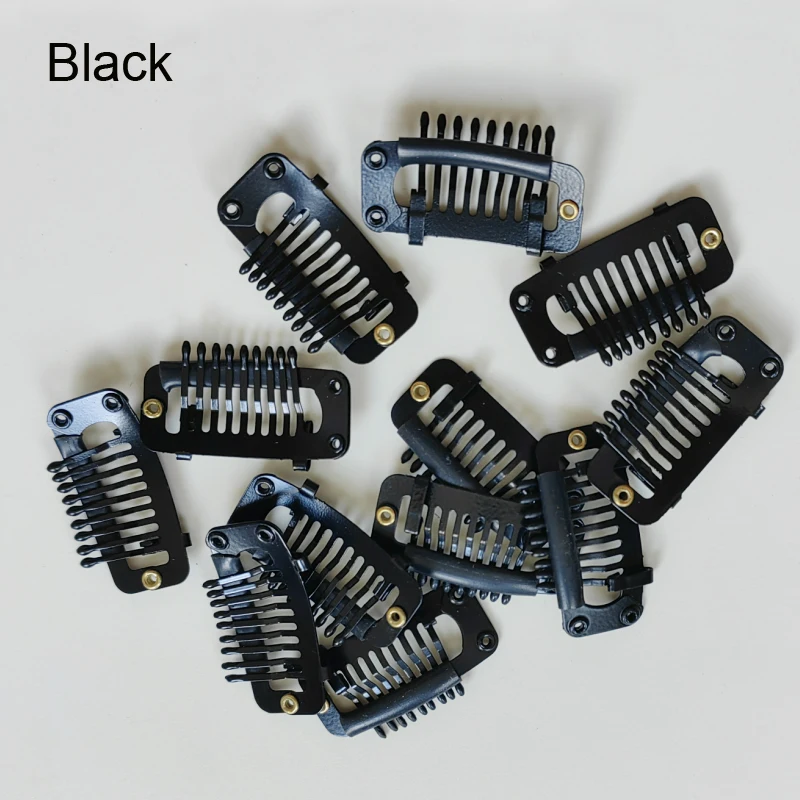 10/30PCS 3.3cm length 9 Teeth Slide Snap Clips With Hooks For Hair Weft/Clips IN Weft/Wigs