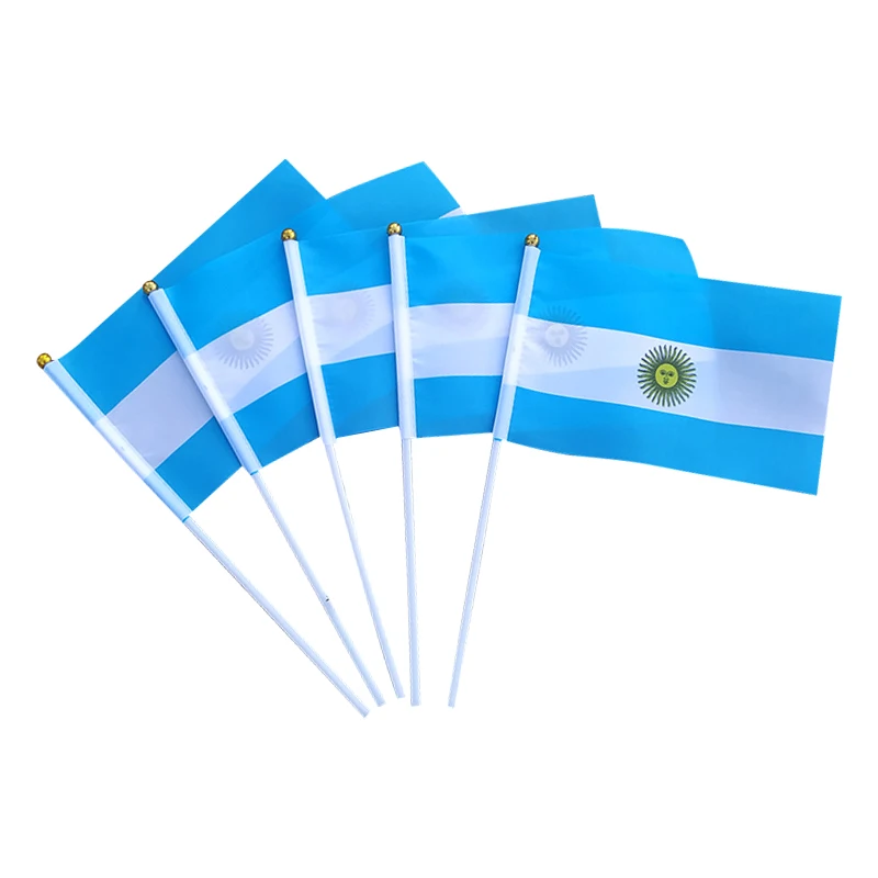 100pcs/lot  aerlxemrbrae   Custom Argentina Hand Flag 14 x 21 cm   Double Side Printing Argentina AR Hand waving Flag