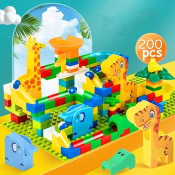 Big size marble race run blocks maze ball track building blocks funnel slide assembly bricks educational toys for children gifts