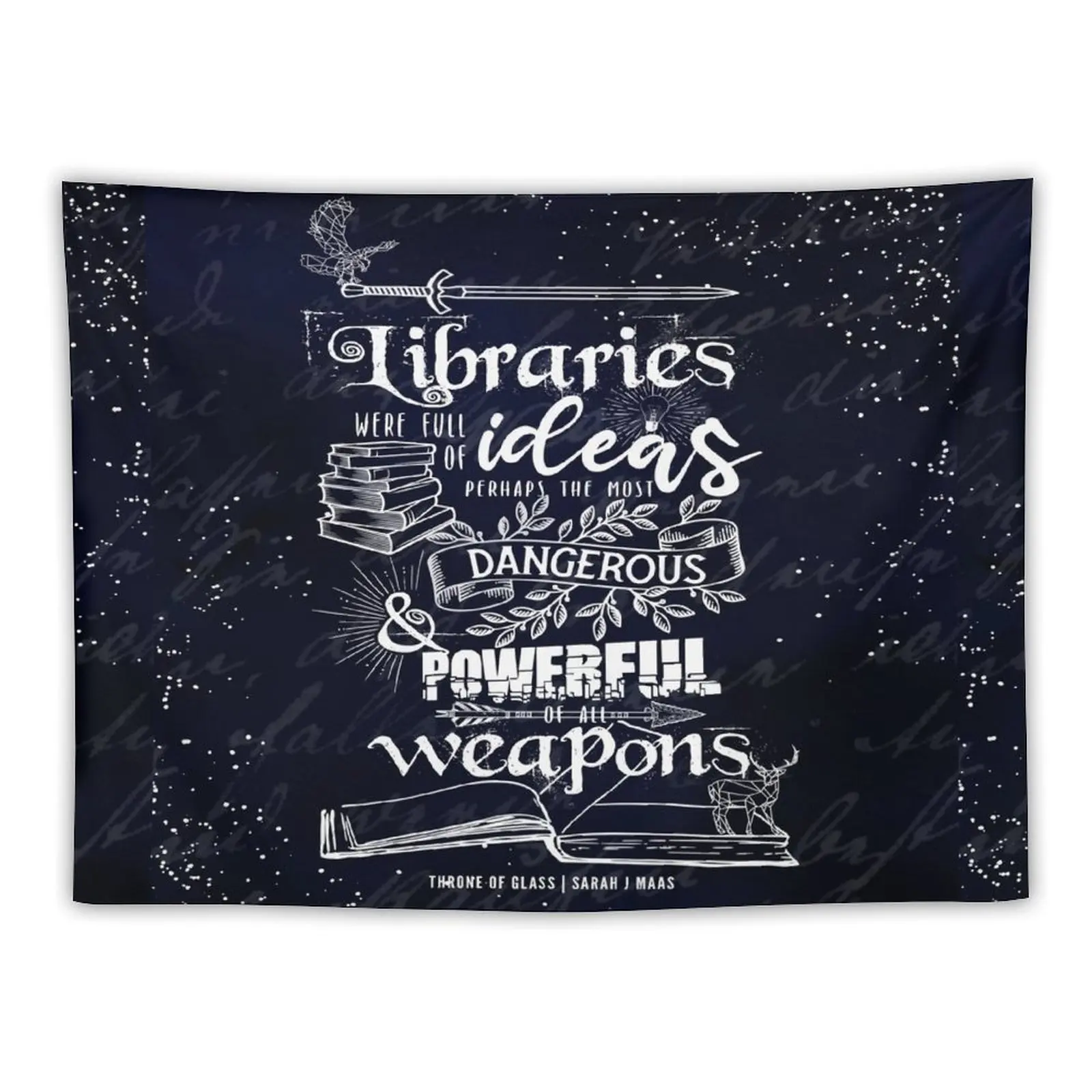 

Libraries Were Full of Ideas - Navy and White ToG Quote Tapestry Bedrooms Decorations Decor Home Tapestry