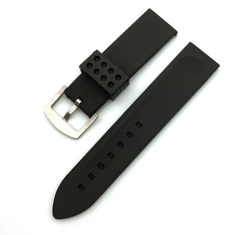 Watch Strap Sport Soft Diving Waterproof Silicone Watchband Brushed Clasp Bracelet 18 20 22 24 26mm Width Rubber Band