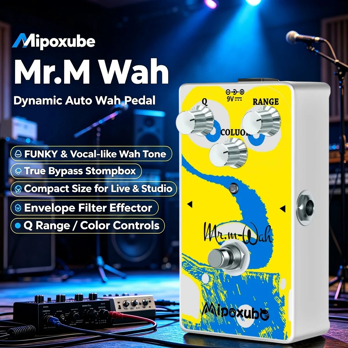 Mipoxube Mr.m Wah Pedal Envelope Filter Auto Wah Guitar Effect Pedal Funky Stompbox Vintage 70s Funk Soul Tone for Guitar & Bass