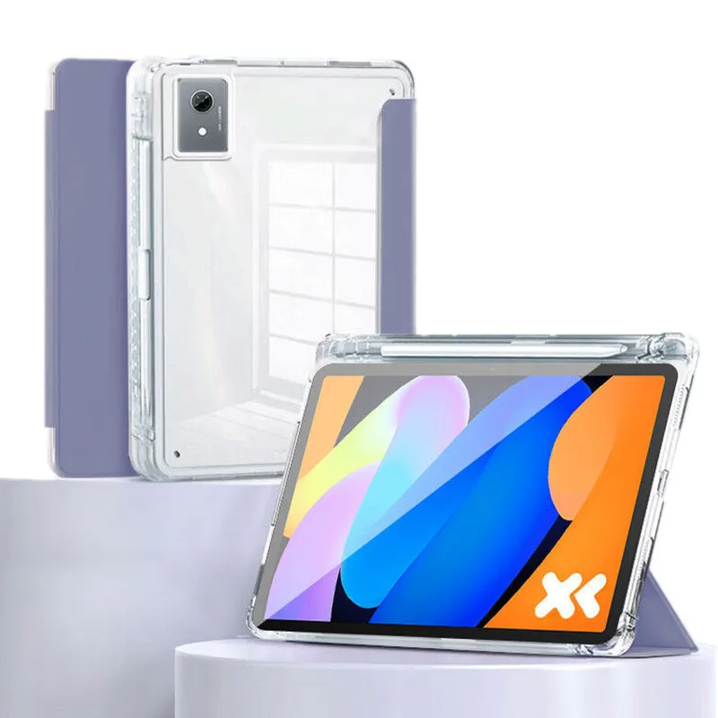 

For Lenovo Xiaoxin Pad 11 2025 Case 11 inch TB335FC Magnetic Trifold Stand PU Acrylic Back Funda With Pencil Holder Tablet Cover