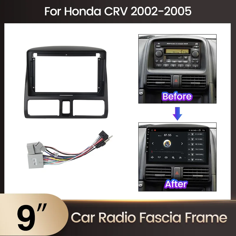 

MEKEDE 9-inch 2Din For Honda CRV 2002-2005 Car Multimedia Radio Plastic Frame Power Cable Kit Harness All-in-One Set Frame