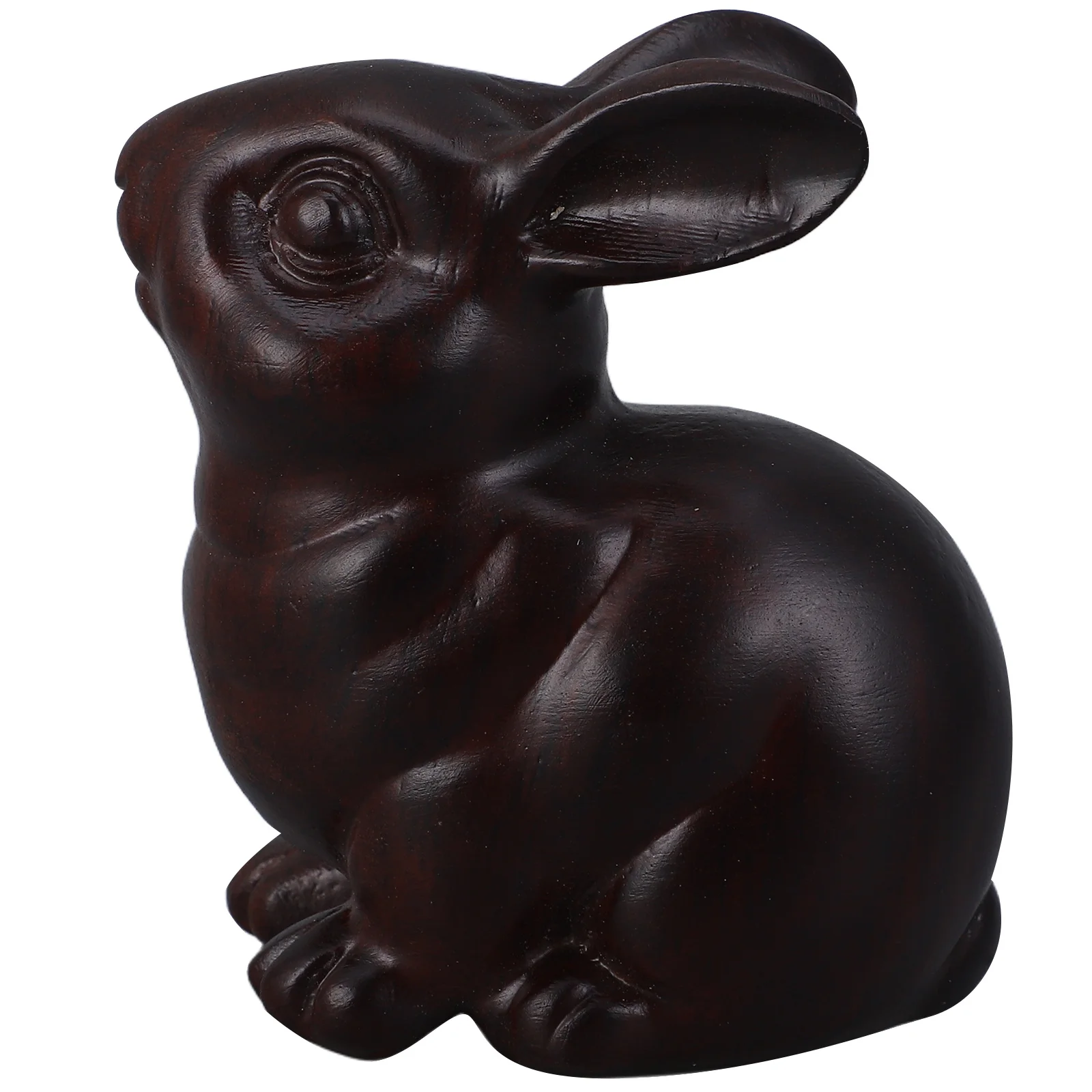 

Home Decor Easter Bunny Ornaments Carving Outdoor Carved Wood Animal Decoration Dark Brown