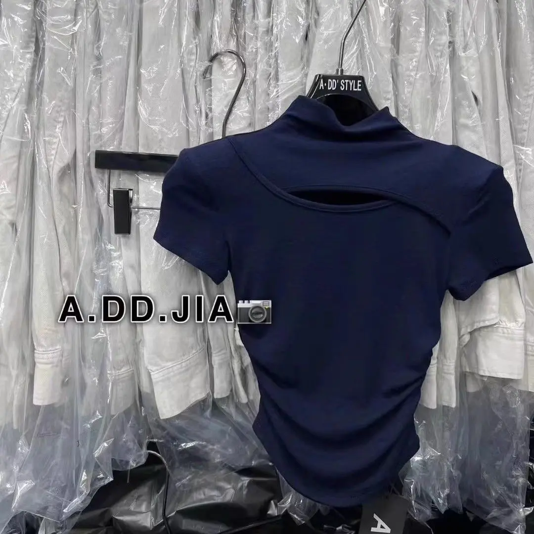 

Оптовая продажа, плотные топы с ложным воротником, Осенние облегающие футболки с высоким воротником, женские топы с длинным рукавом, популярная Милая Однотонная футболка