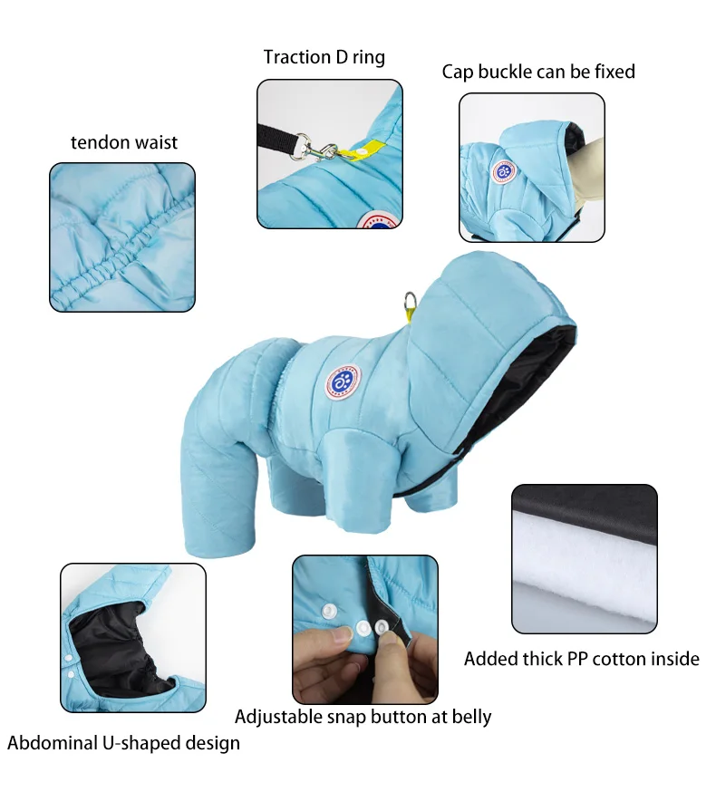 Wasserdichter Winter-Hundemantel, Haustierkleidung, Welpenkleidung, Weste, warme Hundekleidung, französische Bulldogge, Chihuahua, kleiner Hund, Ropa Para Perros – Detail 5