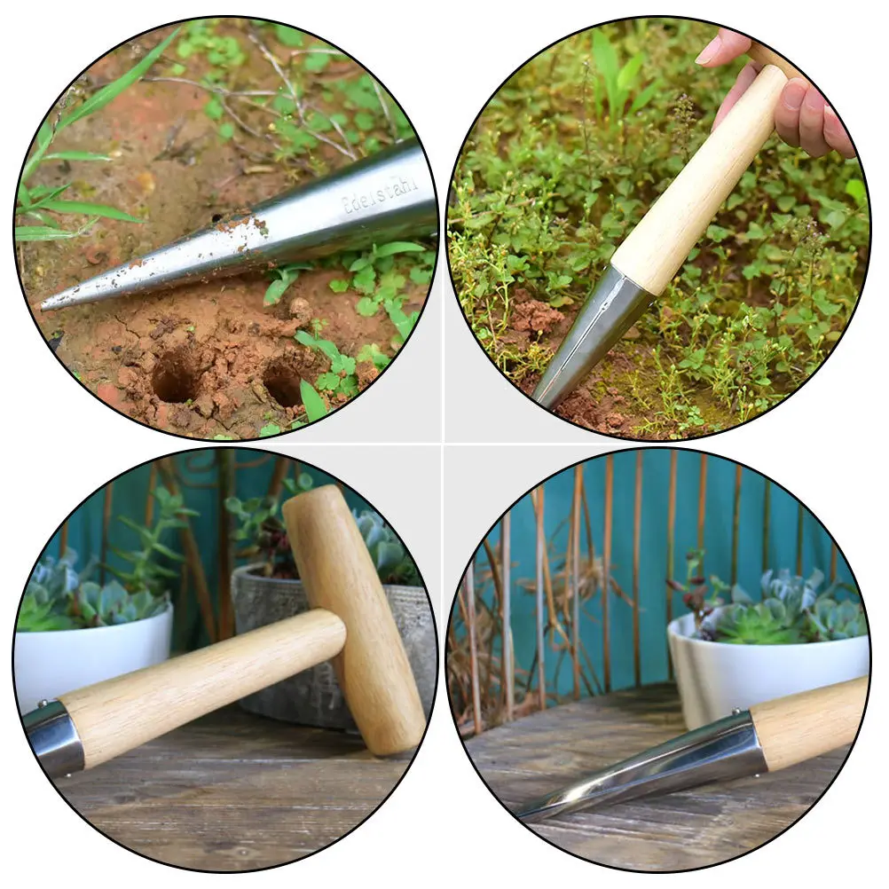 

2Pcs Garden Hand Dibber Wooden Soil Digger Hole Punchers Planting Tool for Seed Sowing Transplanting Hand Dibber