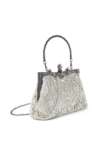 Imagen 2 del producto Bolso de noche de mano con cuentas y flores bordadas de industria pesada de tendencia vintage para fiesta, boda