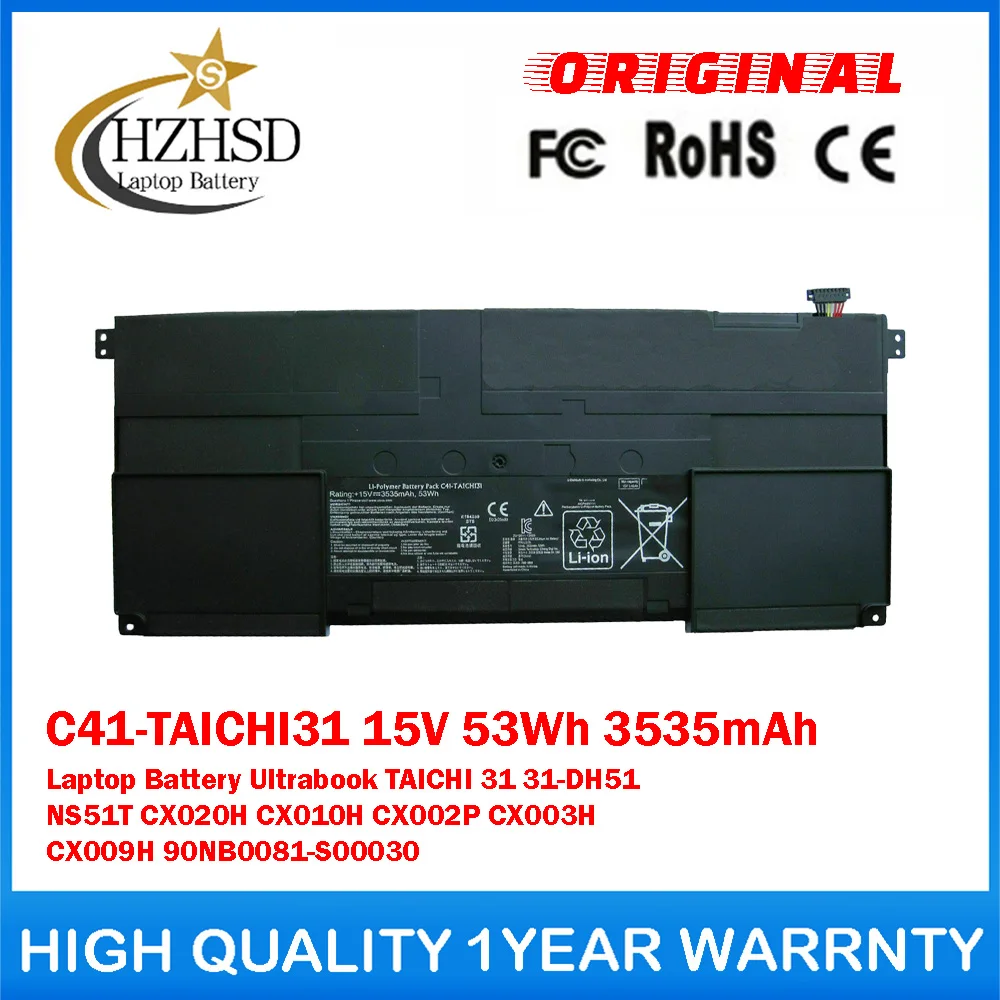 ASUS C41-TAICHI31 15V 53Wh 3535mAh Genuine Original Laptop Battery For ASUS Ultrabook TAICHI 31 31-DH51 NS51T CX020H CX010H CX002P/3H - Aliexpress Deal