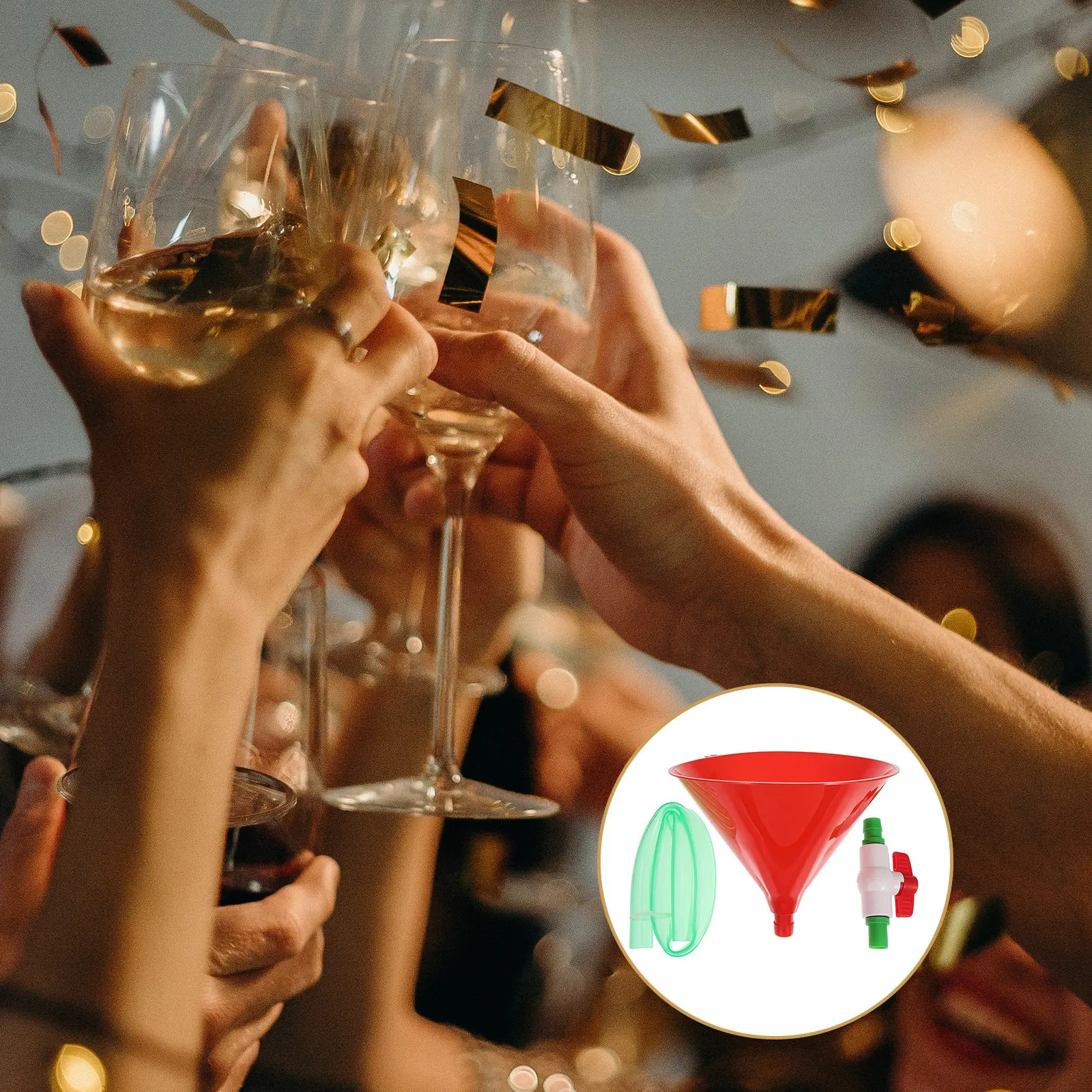 1Set Premium Flexible Plastic Beer Funnel with Watertight Valve Smooth Operation Sturdy Kink Free Tube for Graduation Parties