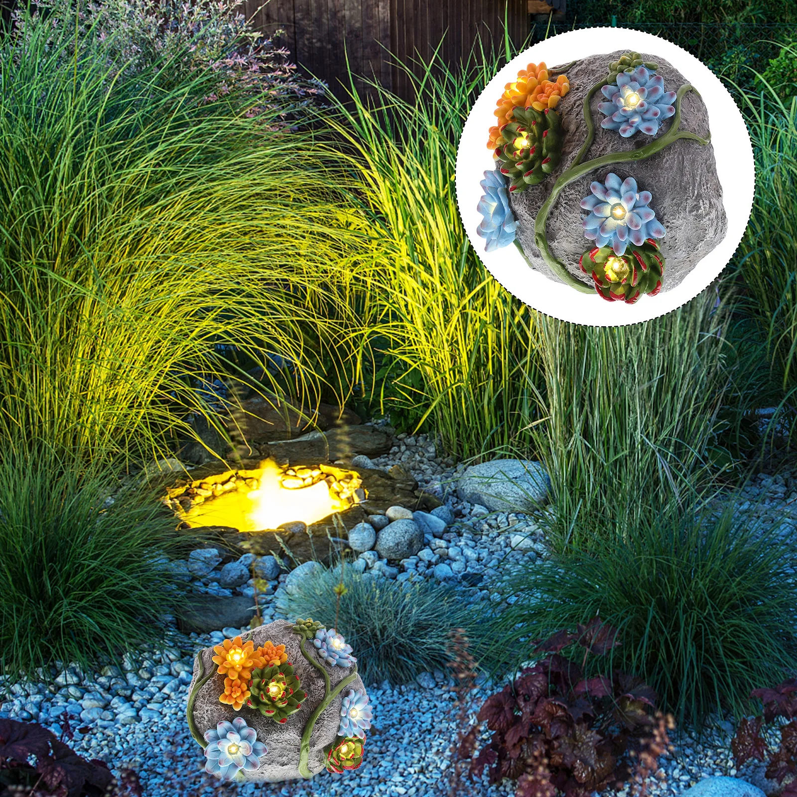 

1Pcs Solar Stone Lamp Imitated Design Bright Colors Park Pathway Decoration Outdoor Solar Lamp Imitated Stone Spotlight