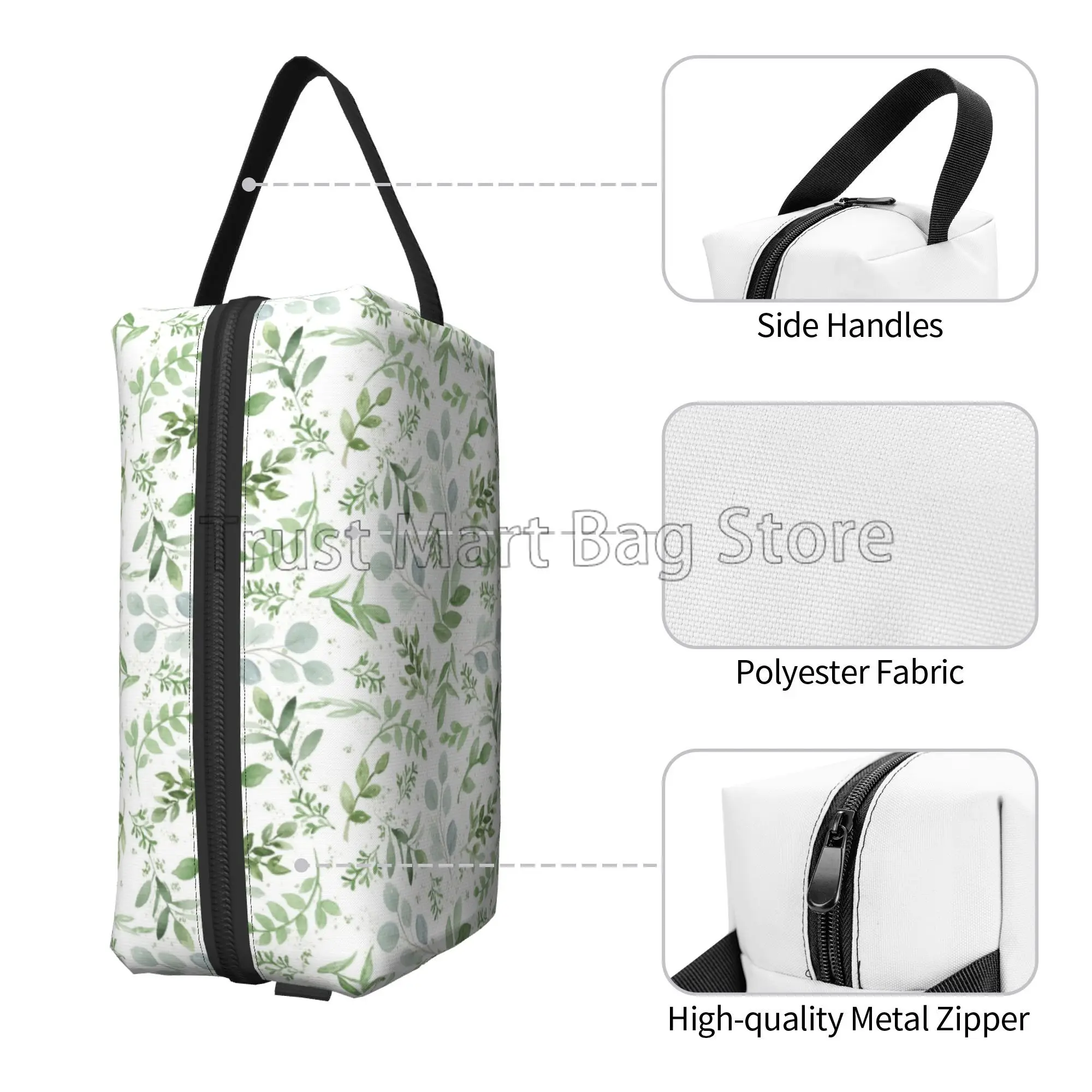 Sage Storage Bag for Women Green Leaf Portable Waterproof Large Capacity Makeup Bags Travel Cosmetic Bag Toiletry Pouch