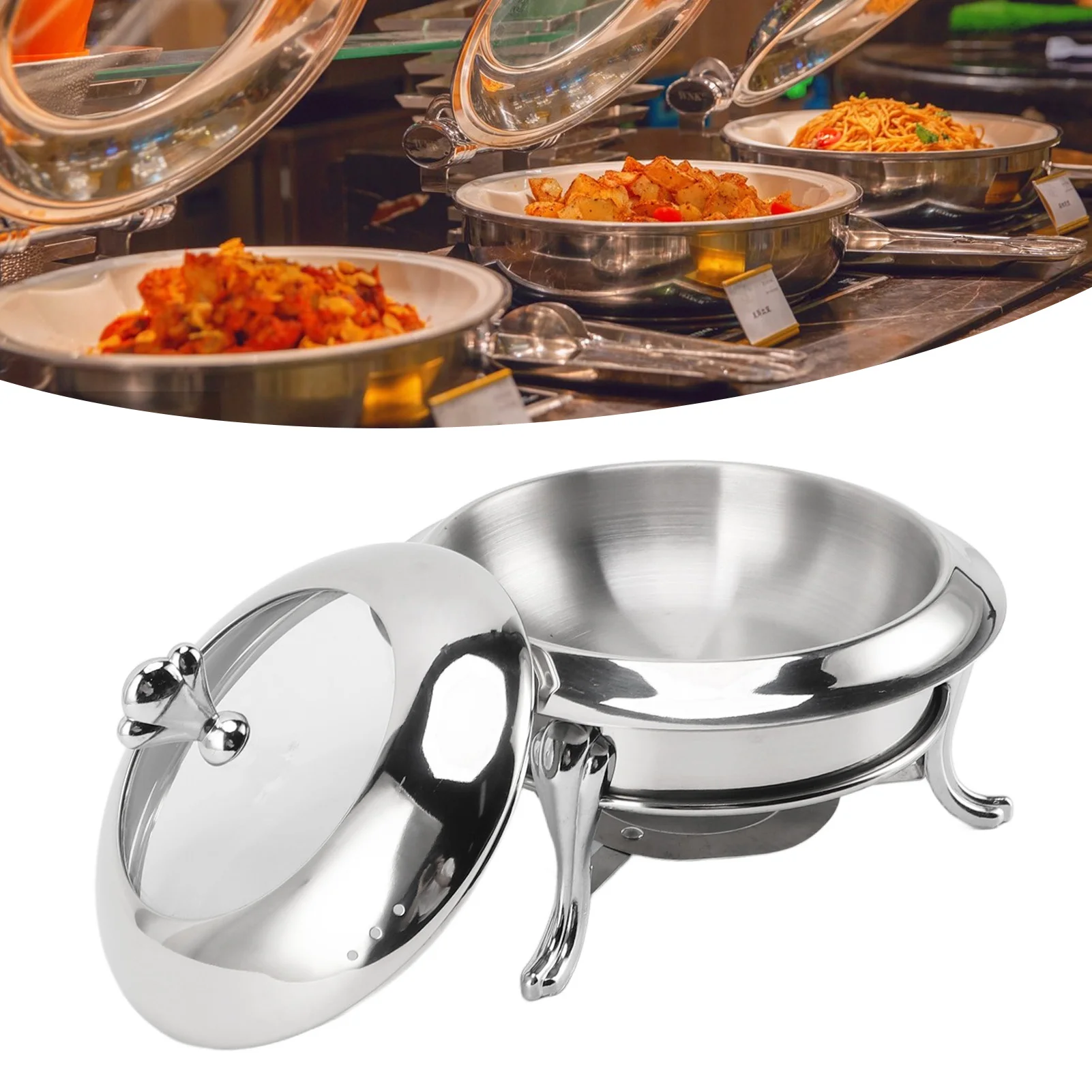 Chafing Dish Buffet Set Stainless Steel Anti Tilt Multiple Uses Alcohol Fuel Heating Catering Serve Chafer with Lid for Wedding