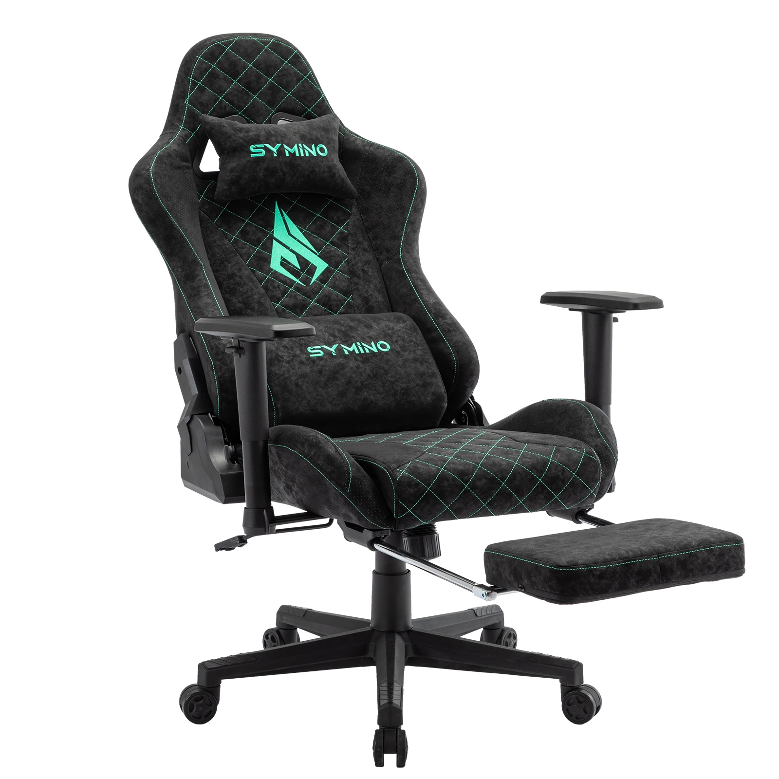 Symino Gaming Chair with Footrest, Racing Chair Design PC Chair, Vintage PU Leather, Ergonomic Office Chair