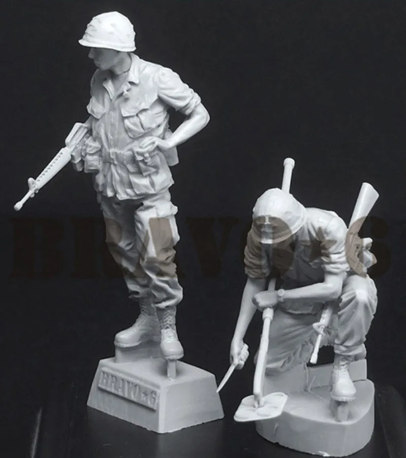 1/35 Scale Garage Kit Resin Figure Model Kits WWII Us Army Mine Detector Team 2 Figures Unassambled and Unpainted Miniature C492