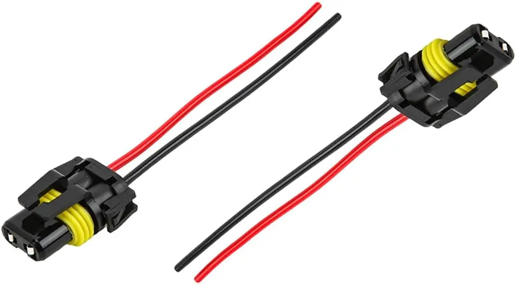 2Pcs 9005 9006 9012 H10 Headlight Socket Pigtail, Nylon Female Adapter Wiring Harness for Fog Lights