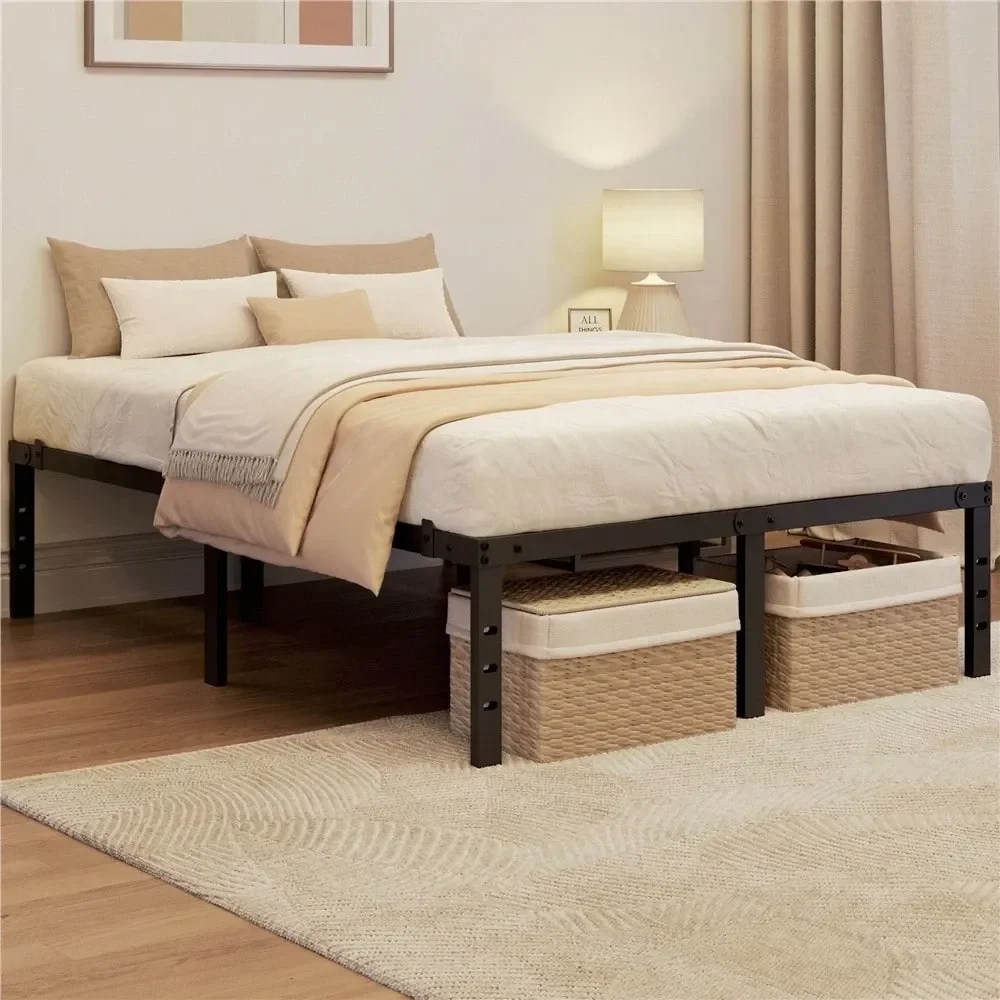 

1PC 16.5 Inch Metal Platform Bed With Slat Support, No Box Spring Needed, Full Queen Size