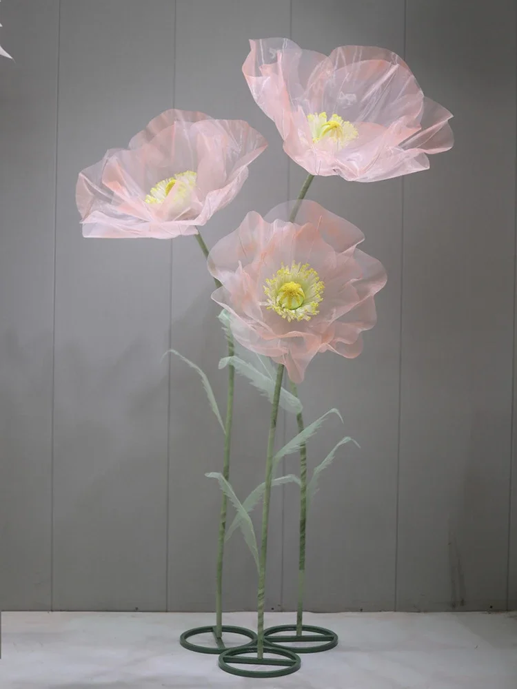 180 cm Zijden Klaproos Kunstbloemen Bruiloft Decoratie Bruiloft Weg Lood Bloem Etalage Party Garden Home Decoratie