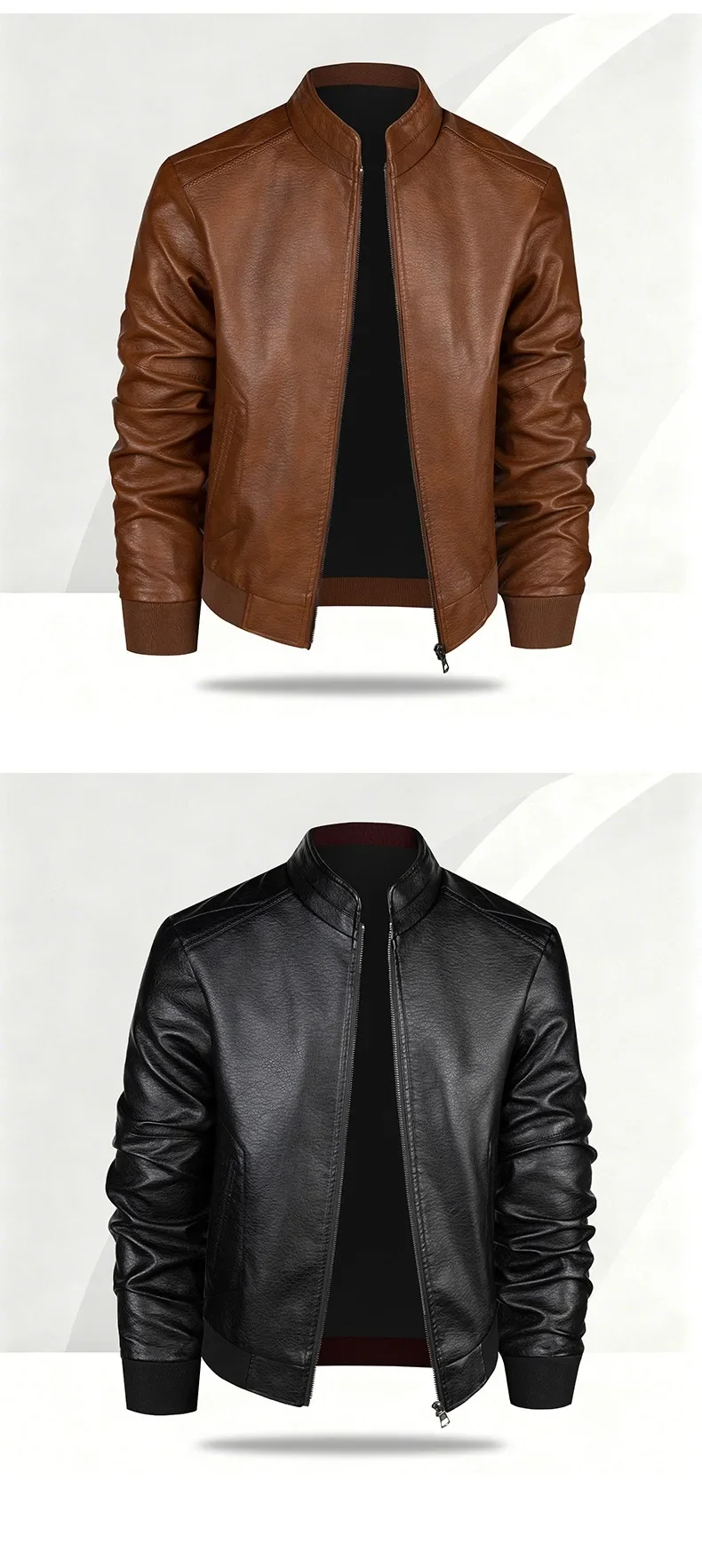6XL Herren Lederjacke Herbst Winter Kunstledermantel Koreanischer Stil Slim Fit Lässig Trendy Vielseitig Stilvolle Oberbekleidung für Männer – Detail 10