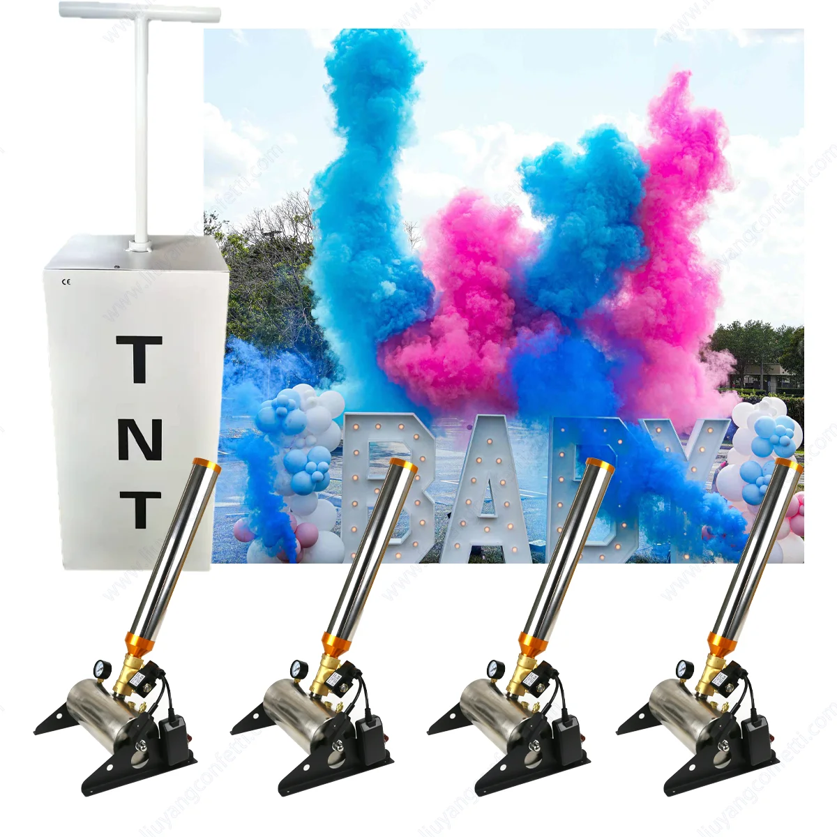 Creative Celebration Baby Shower Gender Reveal Idea Color Smoke Bombs Machine Baby Shower 1st Birth Event Party Pink Blue Boy FX