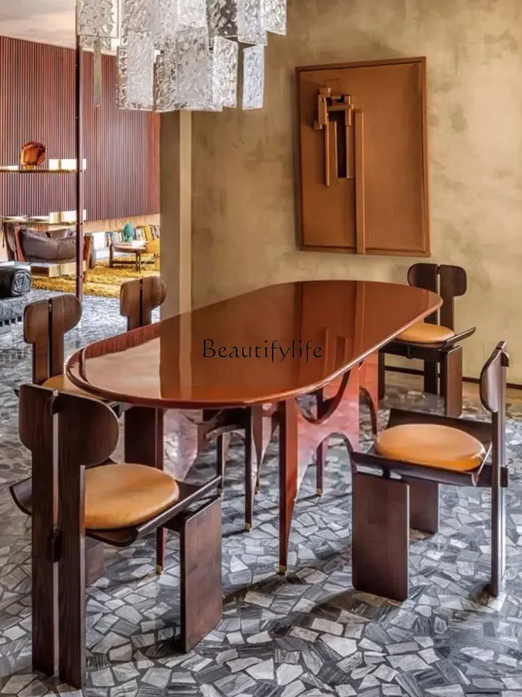 

45French Minimalist Solid Wood Dining Table Small Apartment Vintage Dining Table